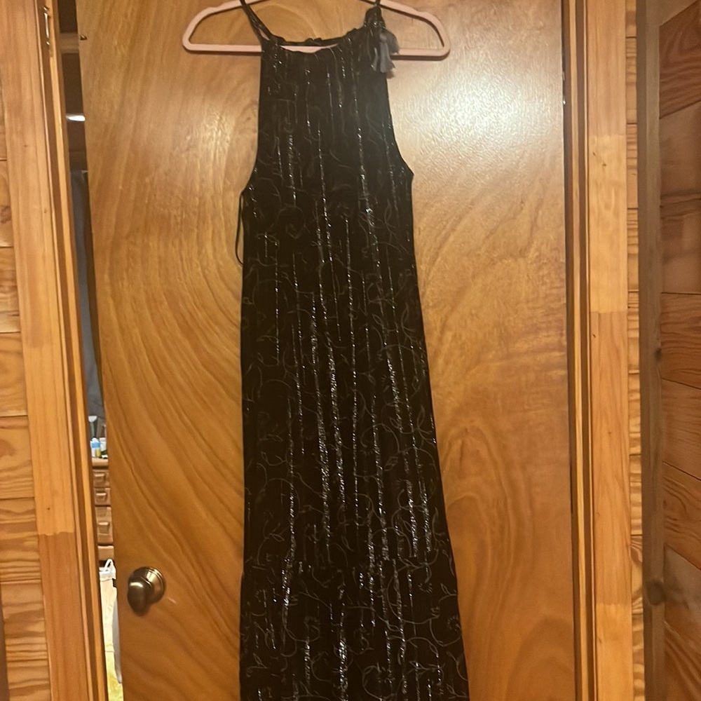 World Market full- length summer dress, fully-lined, shoulder tie.